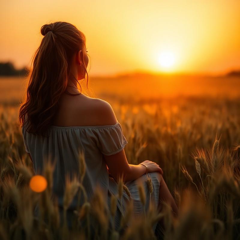 Contemplation in golden field